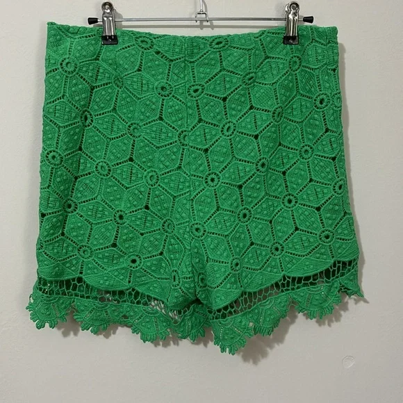 Esley Kelly Green‎ Lace Shorts - Size Large 100% Cotton - Picture 4 of 6